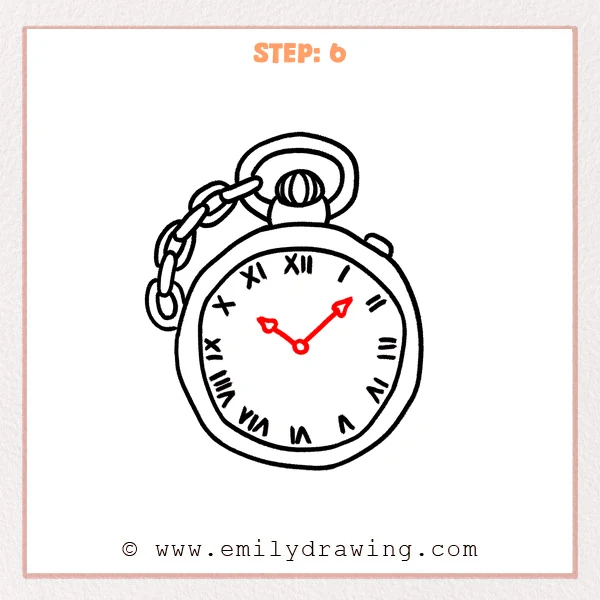 how to draw a pocket watch - Step 6